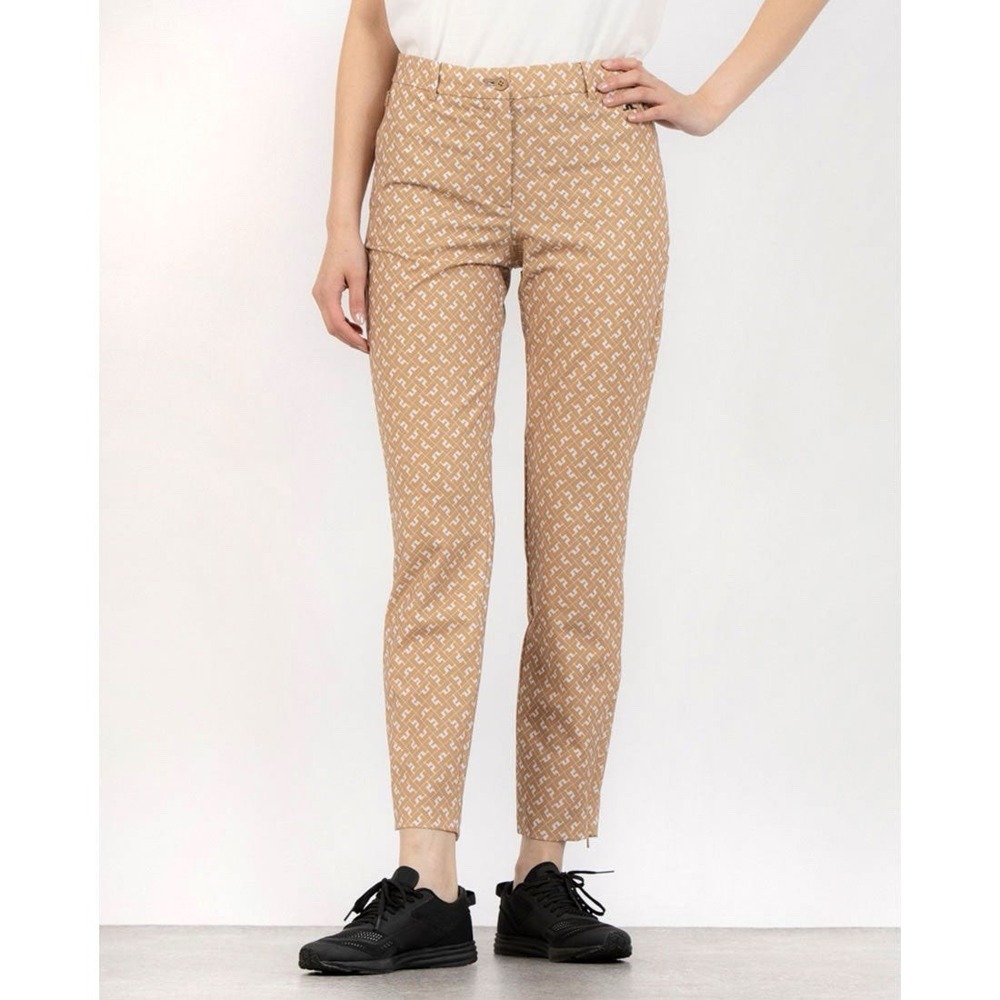 J. Lindeberg Camel/White Pia Bridge Print Logo Outline Golf Pants